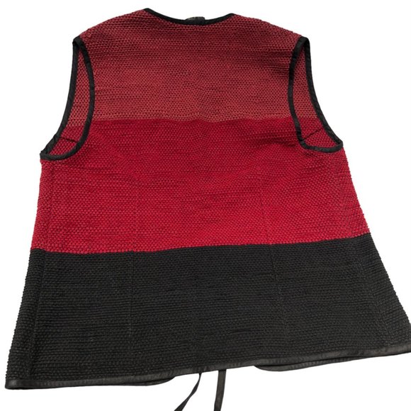 Vintage Hand Made red ombre textured lagenlook tie vest S - Picture 2 of 5